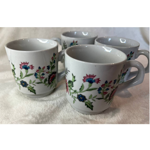 Retro Stacking Flower Coffee Mugs, Floral Teacups Set of 4, Retro - Picture 5 of 6